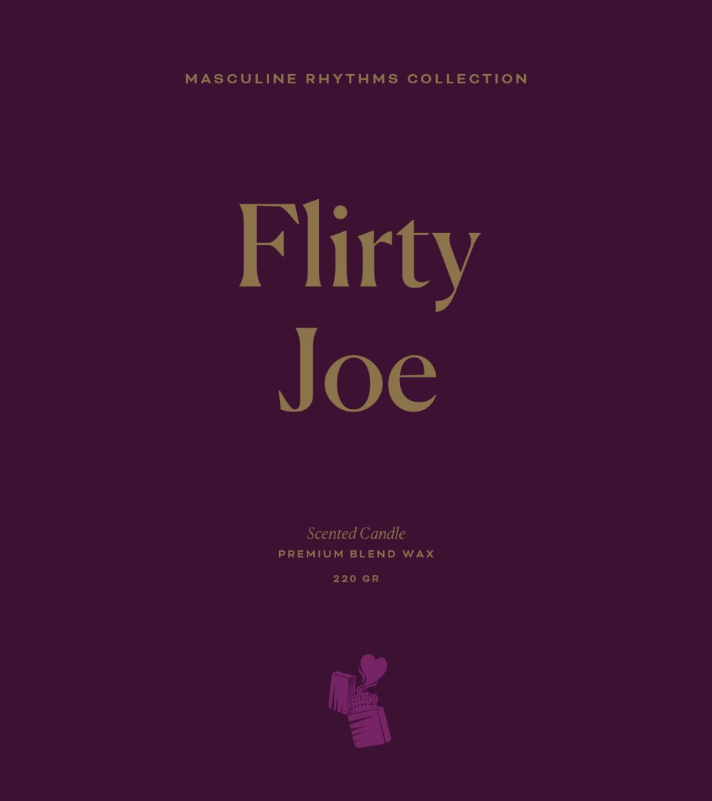 OJO Flirty Joe typography, Masculine Rhythms Collection, purple background